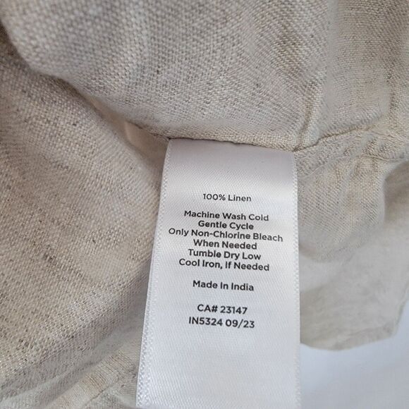 talbots womens shirt size 2X button up 100% linen Beige minimalist Beach - Picture 9 of 9